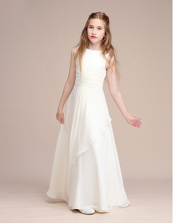 Long Chiffon Flower Girl Dresses/ Junior Bridesmaid Dresses