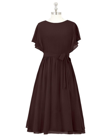 Affordable A-Line Short Chiffon Mother Dresses with Short Sleeves