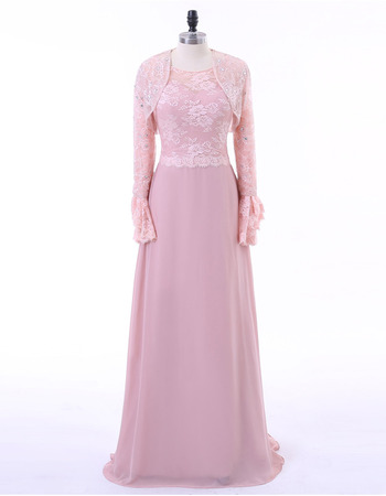 Affordable Floor Length Lace Chiffon Mother Dresses with Lace Jackets