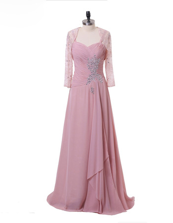 Custom Spaghetti Straps Floor Length Chiffon Mother Dress with Jackets