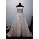 Fashionable and Elegant Exquisite A-Line Strapless Court train Satin Lace Beading Dress for Bride