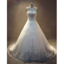 Vintage Elegant A-Line Strapless Court train Satin Wedding Dress/ Bridal Gown