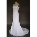 Simple but Elegant Exquisite Mermaid Strapless Court train Satin Chiffon Lace Dress for Bride/Bridal Gown