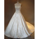 Stunning Elegant Exquisite A-Line Strapless Chapel Satin Embroider Beading Dress for Bride/Bridal Gown