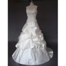 New Style Stunning Elegant Chic A-Line Strapless Court train Satin Embroider Beading Drape Dress for Bride/Bridal Gown