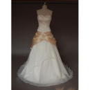 New Style Ladylike Elegant and Popular A-Line Sweetheart Court train Satin Organza Beading Dress for Bride/Bridal Gown