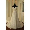 New Style Elegant and Fashionable A-Line Sweetheart Court train Satin Lace Beading  Dress for Bride/Bridal Gown