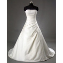 New Style Simple but Elegant A-Line Strapless Court train Satin Beading Dress for Bride/Bridal Gown