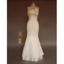 New Style Stunning and Elegant Slim Mermaid Strapless Sweep train Satin Dress for Bride/Bridal Gown