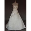 New Style Stunning and Elegant A-Line Strapless Court train Satin Lace Beading Embroidered Dress for Bride/Bridal Gown