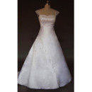 New Style Simple but Elegant A-Line Shoulder-Strap Court train Satin Beading Dress for Bride/Bridal Gown