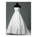 Affordable Elegant A-Line Court train Satin Lace Wedding Dress