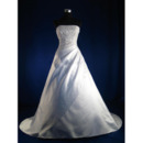 Custom Elegant and Exquisite A-Line Strapless Chapel Satin Beading Wedding Dresses