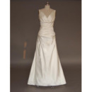 Vintage Simple Sheath V-Neck Court train Satin Dress/Bridal Gown