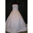 New Style Gorgeous and Elegant Ball-Gown Strapless Chapel Satin Embroider Beading Dress for Bride/Bridal Gown