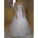 New Style Embroidered Sleeve Popular and Elegant A-Line Square Court train Satin Beading Dress for Bride/Bridal Gown