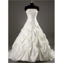 Style Elegant and Fashionable A-Line Strapless Court train Satin Taffeta Beading Dress for Bride/Bridal Gown