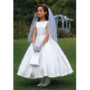 Ball Gown Tea Length Satin First Communion Dresses with Bubble Skirt
