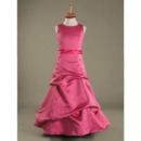 Custom A-Line Floor-Length Satin Junior/ Young Bridesmaid Dresses