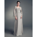 A-Line Scoop Floor-Length Chiffon Satin Mother of the Bride Dresses