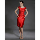 Sheath/ Column Knee-Length Capped Satin Mother of the Bride Dresses