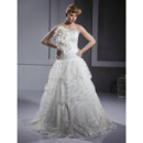 A-line Strapless Sleeveless Lace Floor-length Wedding Dress