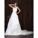 A-line Halter Court Train Satin Organza Wedding Dress