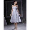 Discount A-Line Strapless Knee Length Short Petite Wedding Dresses