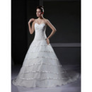 Vintage A-Line Sweetheart Court Train Satin Tulle Wedding Dresses