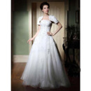 Affordable A-Line Floor-Length Satin Wedding Dresses with Wraps