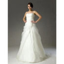 A-line Sweetheart Court Train Satin Organza Wedding Dress