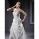 A-line Spaghetti Straps Court Train Organza Lace Wedding Dress