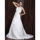 A-line Scoop Court Train Satin Tulle Wedding Dress