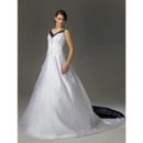Inexpensive Vintage A-Line V-Neck Court Train Satin Wedding Dresses