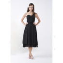 Vintage Tea-Length Sweetheart Black Chiffon Bridesmaid Dresses