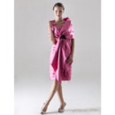Sheath Pleated Square Short Satin Winter Bridesmaid Dresses with Wraps