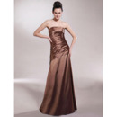 Winter A-Line Strapless Floor-Length Satin Bridesmaid Dresses