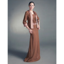 Sheath / Column Strapless Floor-length Chiffon Elastic satin Mother of the Bride Dress