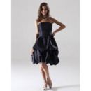 Ball Gown Black Strapless Short Bridesmaid/ Wedding Party Dresses