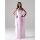 Discount Elegant Pink Chiffon Strapless Floor Length Bridesmaid Dresses