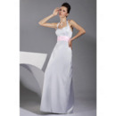 Sexy Halter Floor-Length Satin Winter Bridesmaid Dresses with Sashes