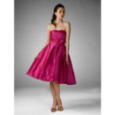 A-Line Strapless Knee-Length Satin Bridesmaid/ Wedding Party Dresses