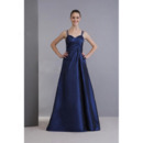 Spaghetti Straps Long Taffeta Bridesmaid Dresses for Winter Wedding