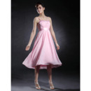 Spaghetti Straps Chiffon A-Line Knee Length Pink Bridesmaid Dresses