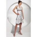 Sheath/Column Halter Knee-length Elastic Silk Like Satin Cocktail/ Homecoming Dress