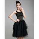 A-Line Square Knee-Length Organza Black Cocktail Dresses inspired by Blair in Gossip Girl