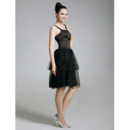 A-Line Square Knee-Length Organza Black Cocktail Dresses inspired by Blair in Gossip Girl