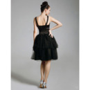 A-Line Square Knee-Length Organza Black Cocktail Dresses inspired by Blair in Gossip Girl