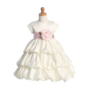 Inexpensive Cute Layered Skirt First Communion Dress with Short Sleeves