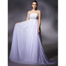 Affordable Empire Chiffon Evening Dress/ Elegant Long White Prom Dress